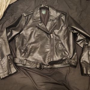 Plus size leather jacket